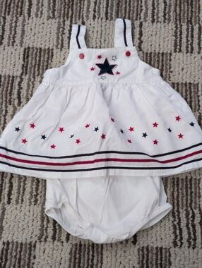 Carter's White Dress & Bloomer Set with Red and Navy Star Accents